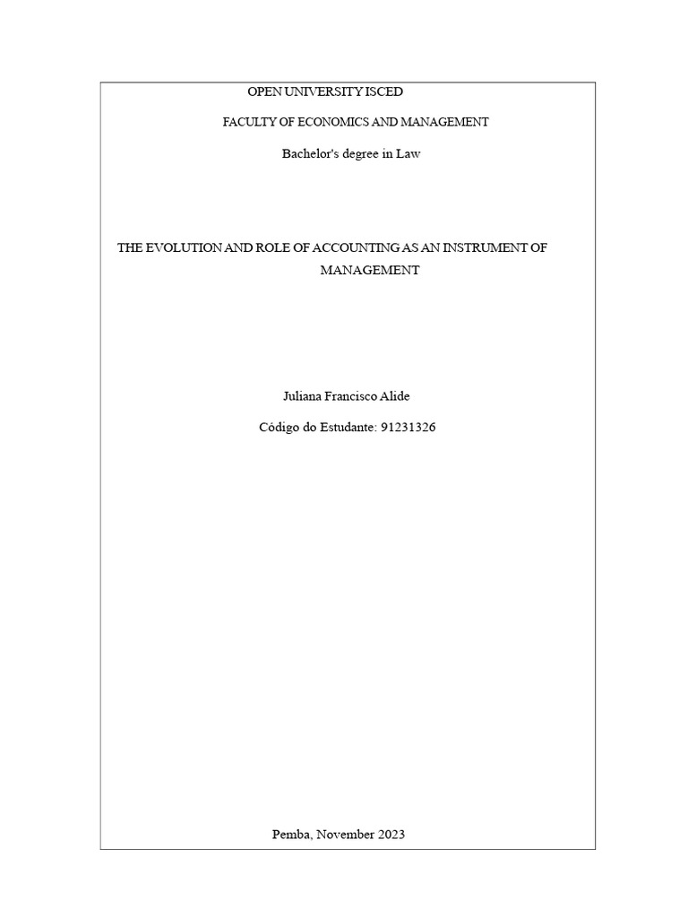 The Evolution and Role of Accounting As A Management Tool | PDF ...