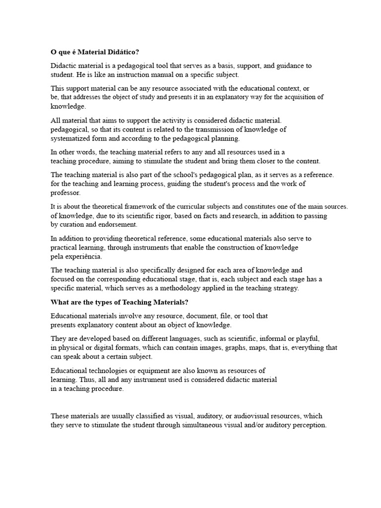 Entendendo o Material Didático | PDF | Pedagogy | Knowledge