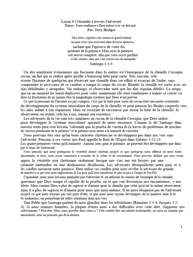 Grandir par l'adversité et la foi | PDF | Dieu | Épître aux Hébreux