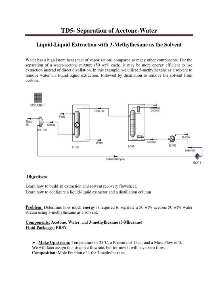 Acetone-Water Separation via Extraction | PDF | Distillation | Water