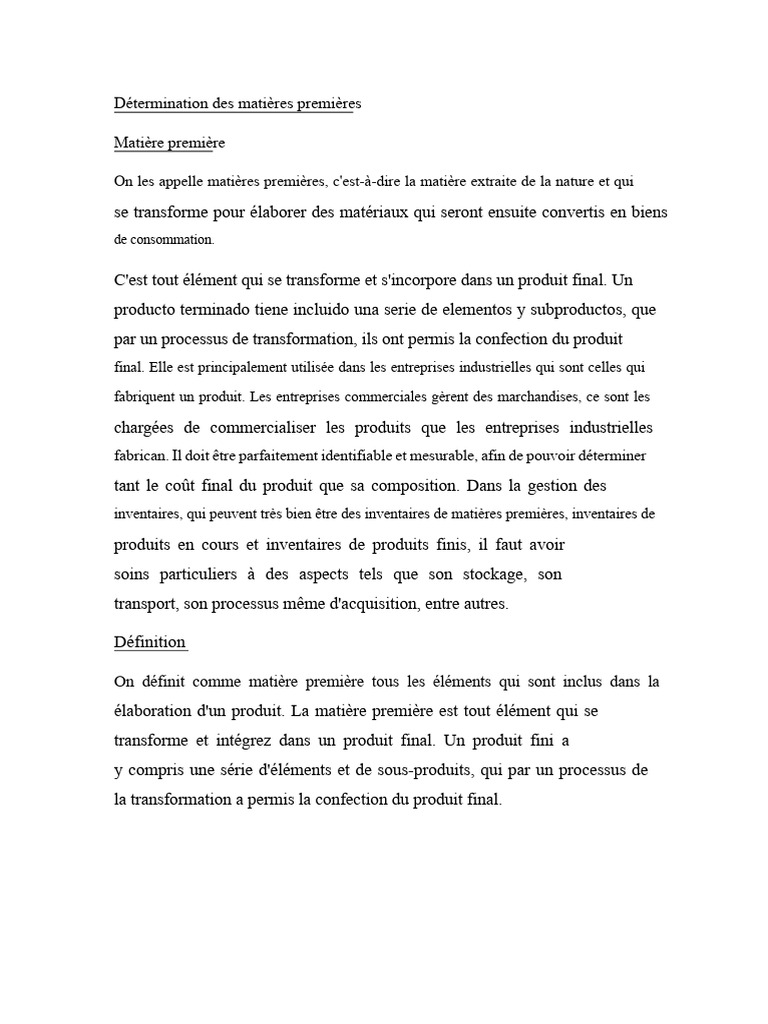 Guide sur les matières premières et leur gestion | PDF | Les textiles ...