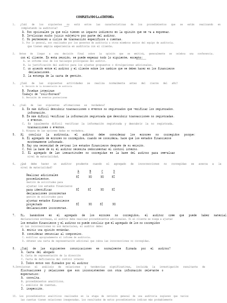 Procedimientos Clave en Auditoría Financiera | PDF | Auditoría | Contralor