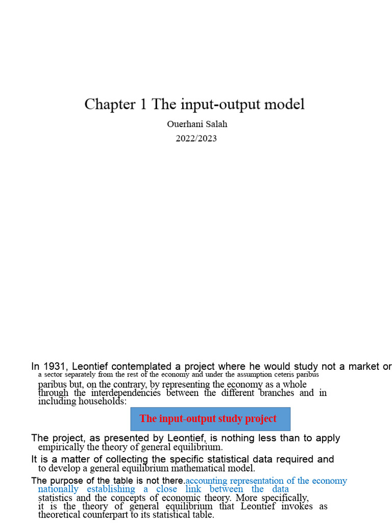 Input-Output Model Overview | PDF | Input–Output Model | Economies