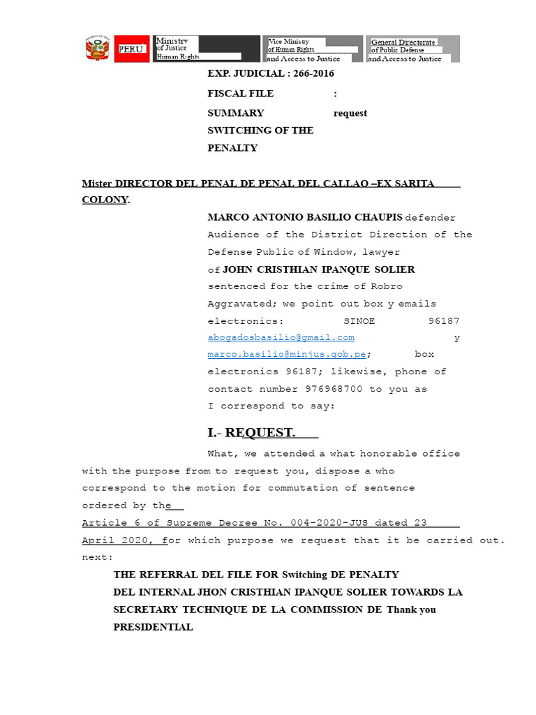 Model Request For COMMUTATION OF SENTENCE DURING COVID-19 | PDF ...
