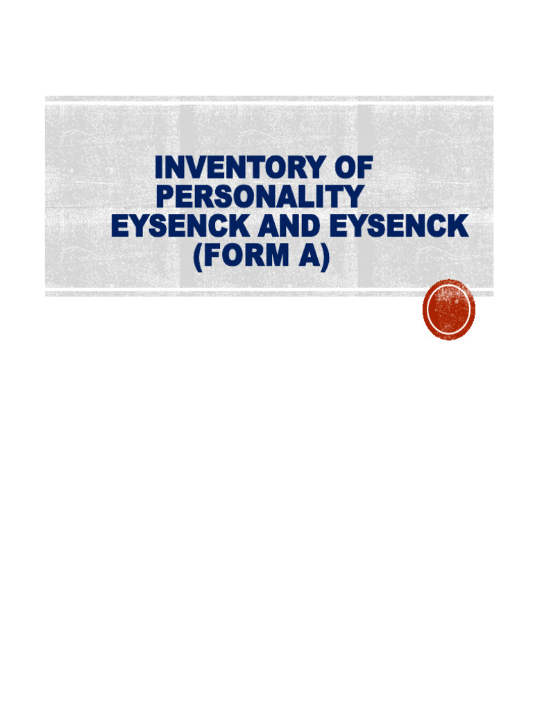 Eysenck Personality Inventory for Kids | PDF | Extraversion And ...