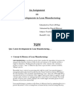 An Assignment On Latest Developments in Lean Manufacturing