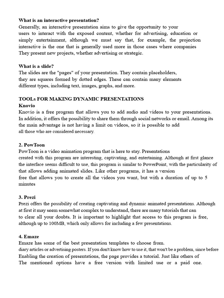 Interactive Presentation Tools Overview | PDF | Microsoft Power Point ...