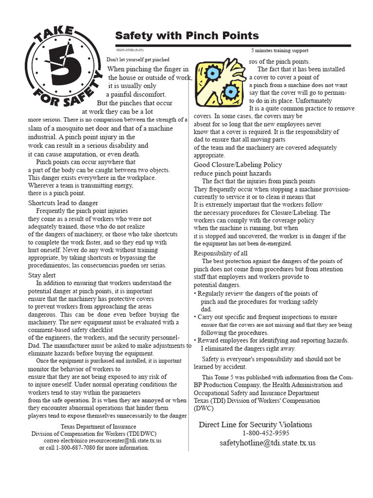 Pinch Points | PDF | Safety | Labor Relations