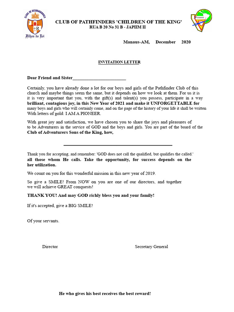 Invitation to Pathfinder Club Leadership | PDF