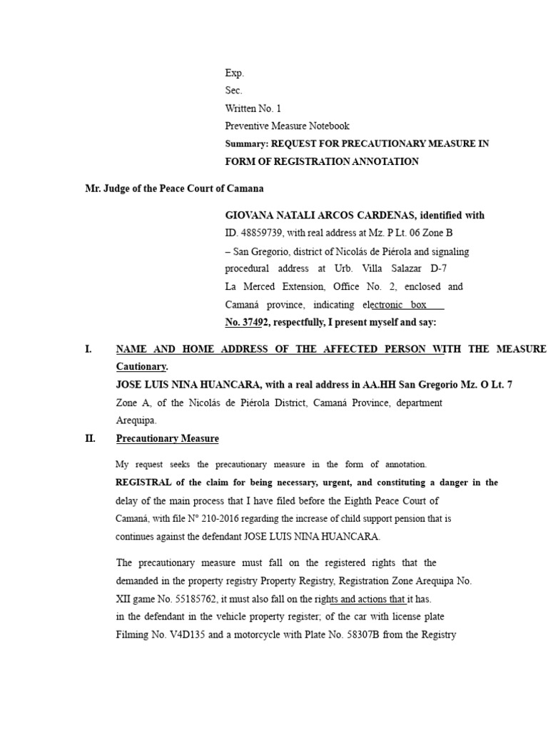 Model Precautionary Measure Annotation of Demand | PDF | Lawsuit | Debt