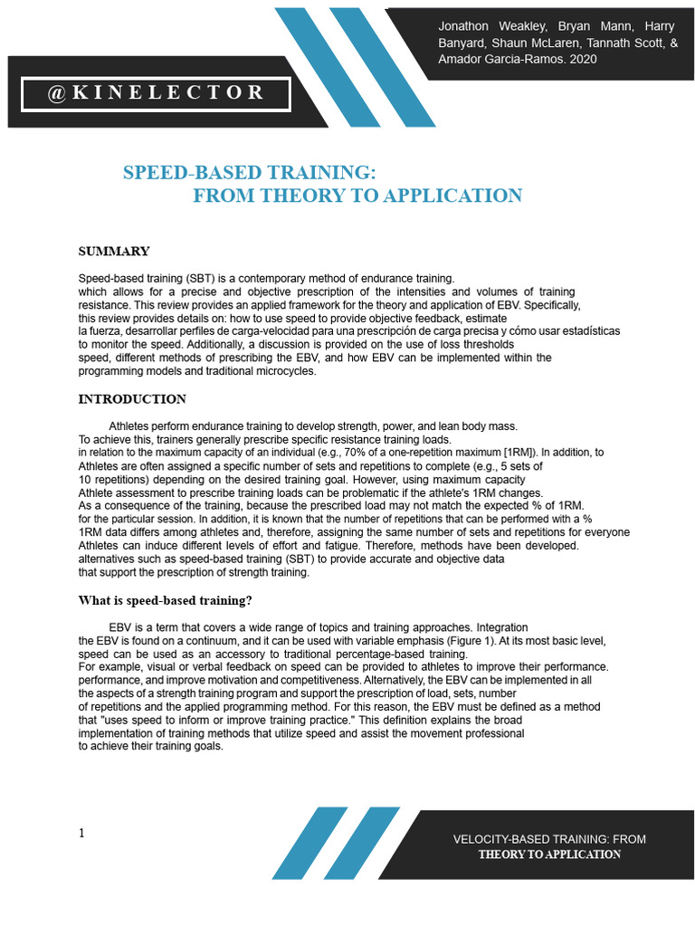 Speed-Based Training: Theory & Application | PDF | Strength Training ...