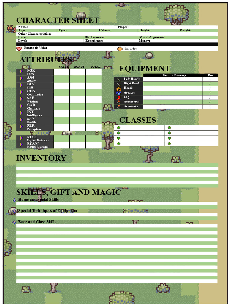 Editable simple RPG sheet | PDF