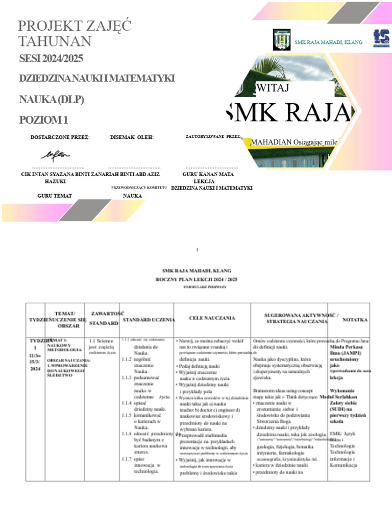 RPT Nauki Forma 1 DLP 2024 | PDF