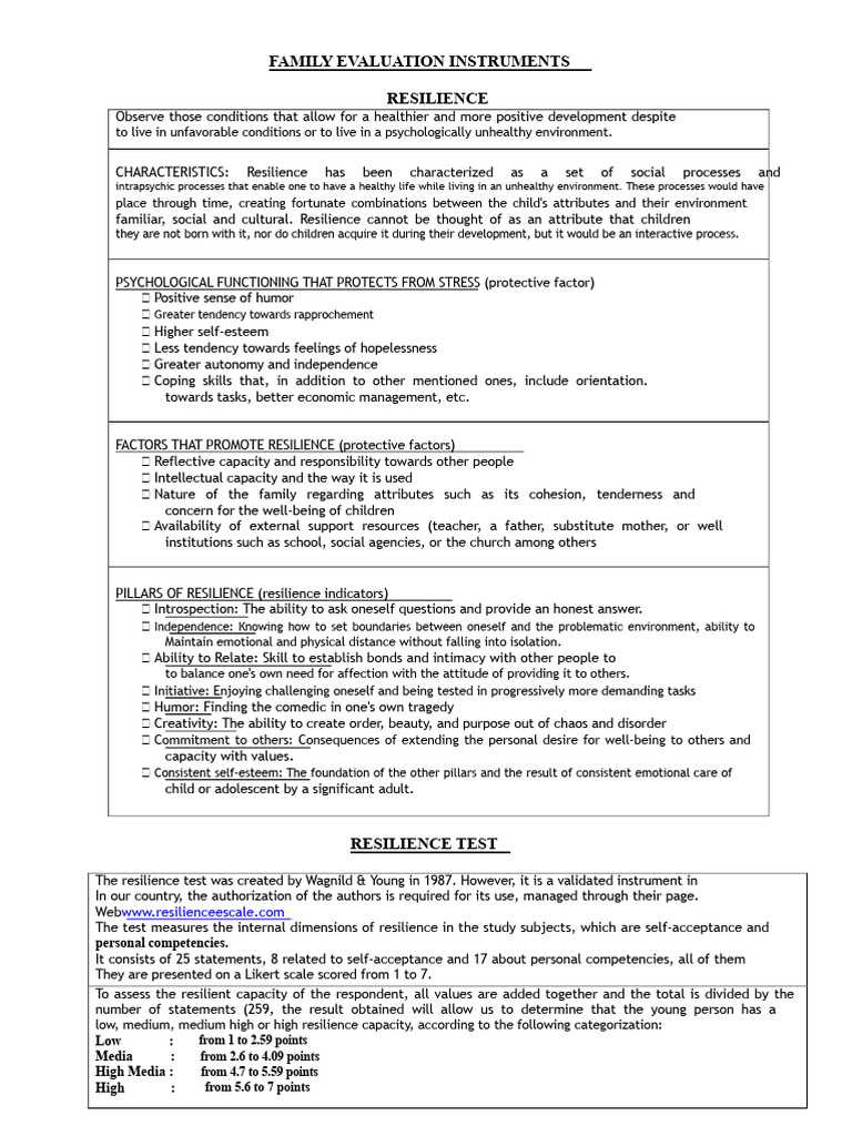 Family Resilience Evaluation Tools | PDF | Psychological Resilience ...