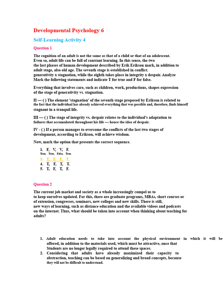Understanding Adult Development Stages | PDF | Unconscious Mind ...