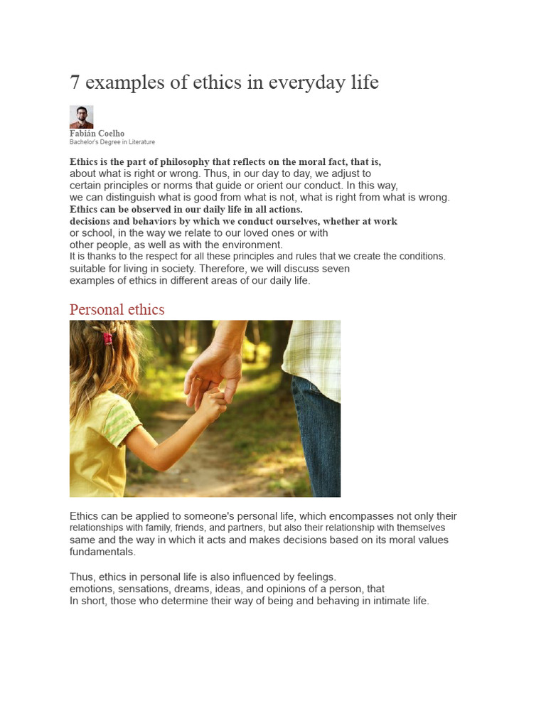 7 Everyday Ethics Examples Explained | PDF | Value (Ethics ...