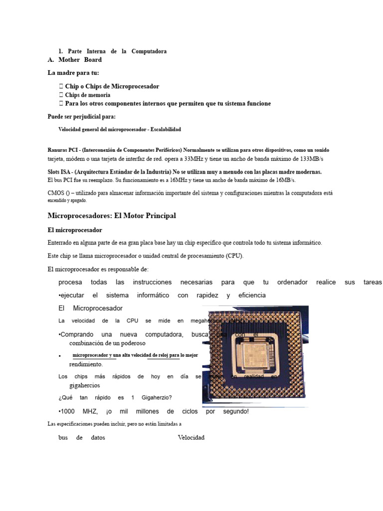 Componentes Internos de una Computadora | PDF | Hardware de la ...
