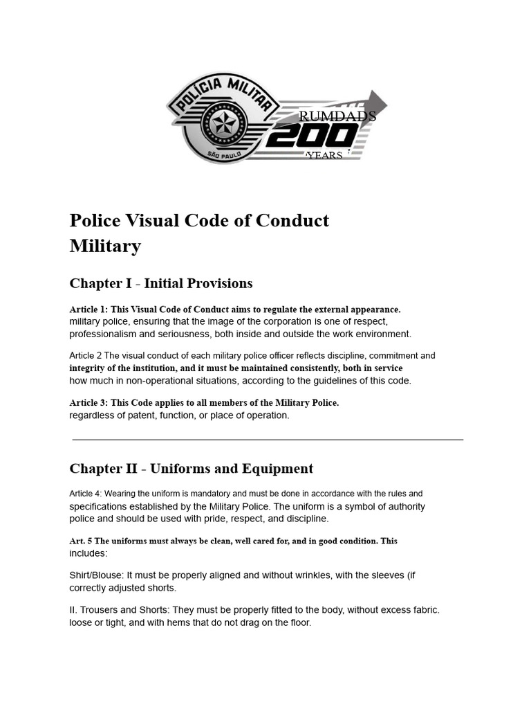 Military Police Visual Conduct Guidelines | PDF | Military Police | Hygiene
