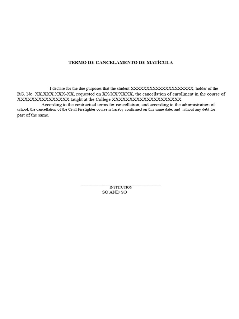 Enrollment Cancellation Confirmation Document | PDF
