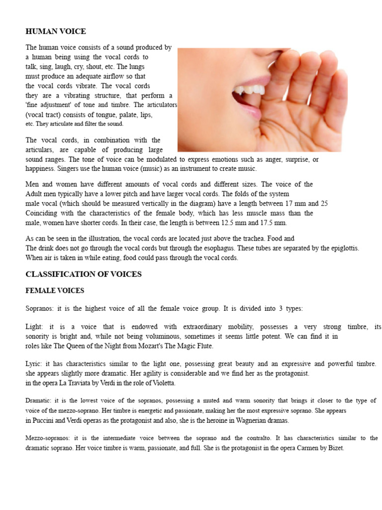Understanding Human Voice Types | PDF | Human Voice | Vocal Music
