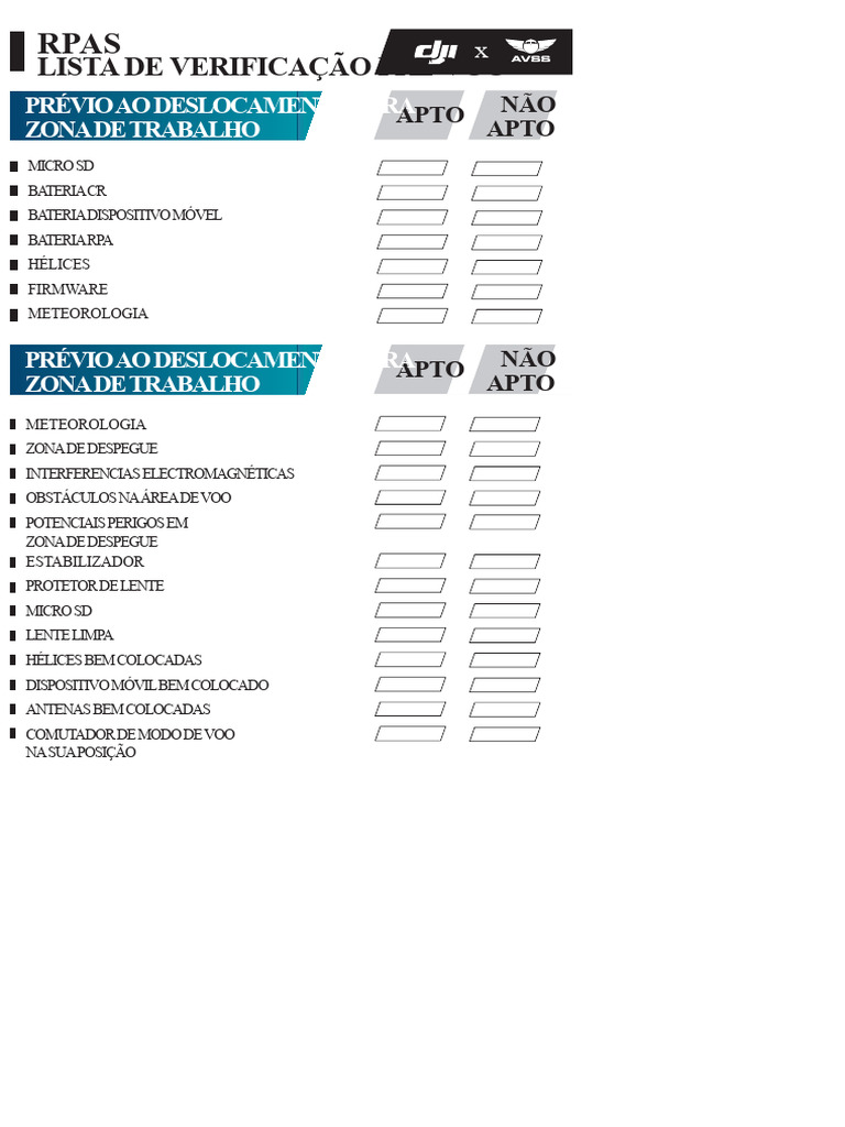 Checklist Pré-Voo para RPA | PDF