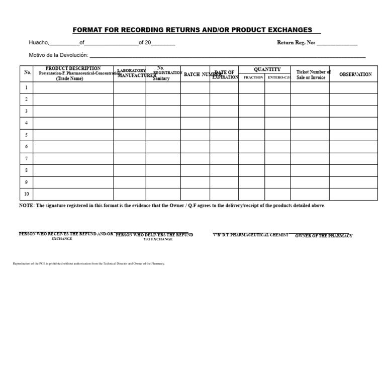 Product Return and Exchange Form Template | PDF