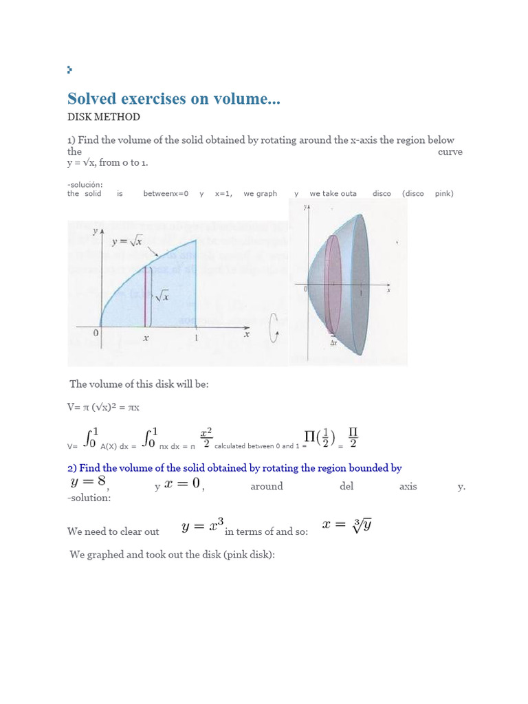 Volume Calculation Methods in Solids | PDF | Integral | Cartesian ...
