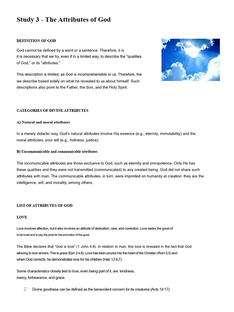 Understanding God's Divine Attributes | PDF | God | Theology