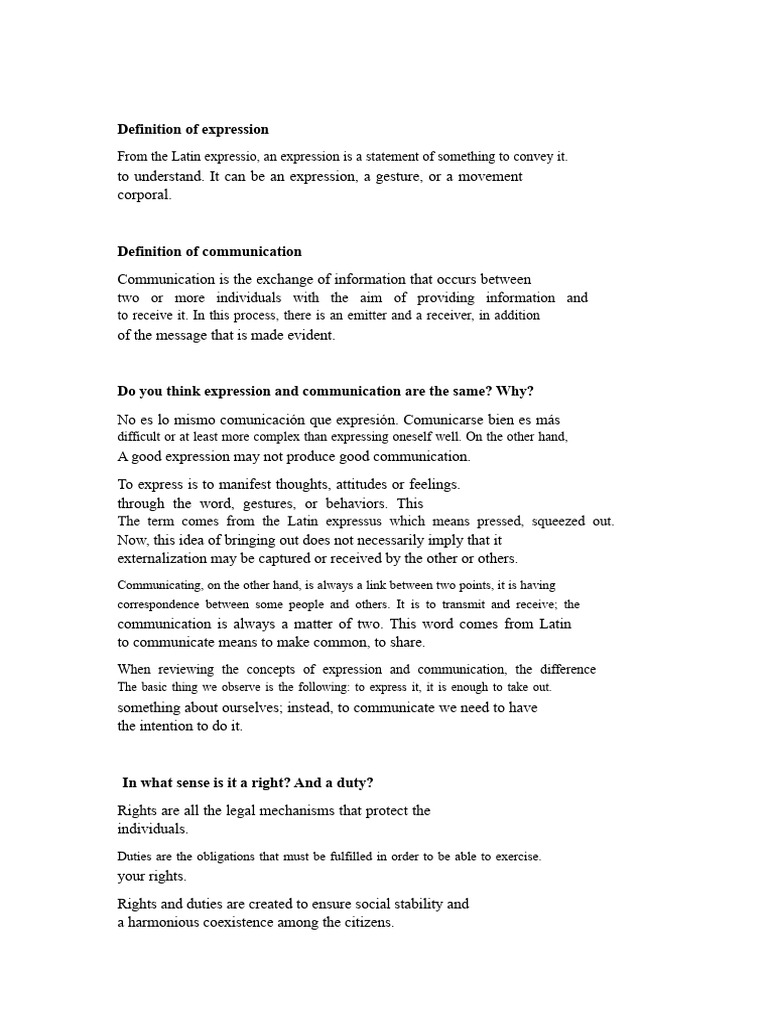 Definition of expression | PDF | Communication | Freedom Of Speech