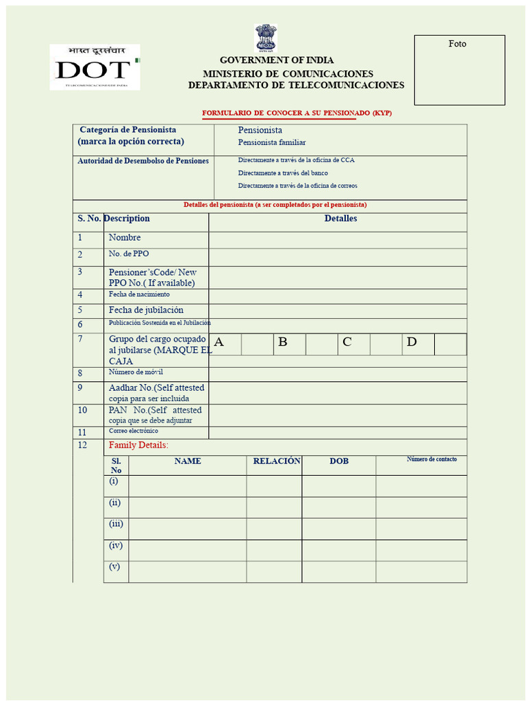 Formulario KnowYourPensioner (KYP) Del DOT | PDF | Industrias de ...