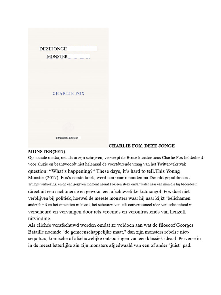 Charlie Fox, Dit Jonge Monster (2017) | PDF