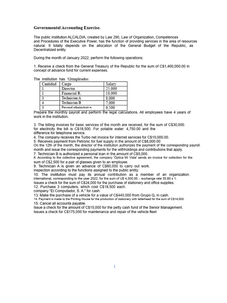 Governmental Accounting Exercise Overview | PDF | Debits And Credits ...