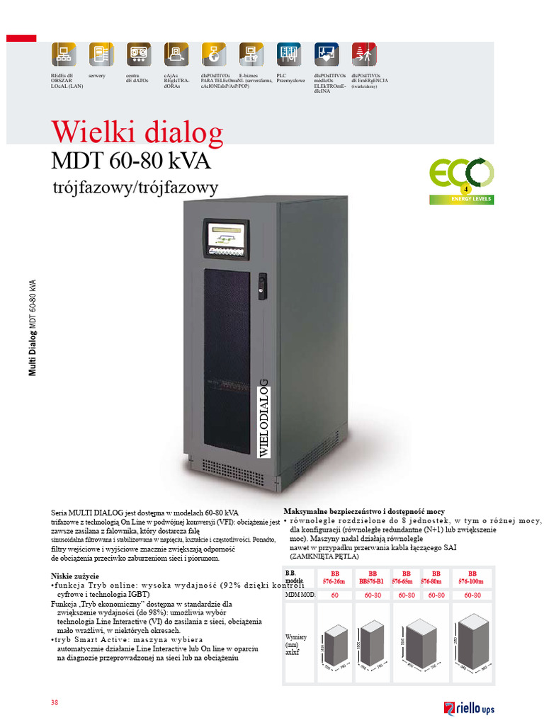 Riello Multi Dialog Mdt 60 80 Kva | PDF