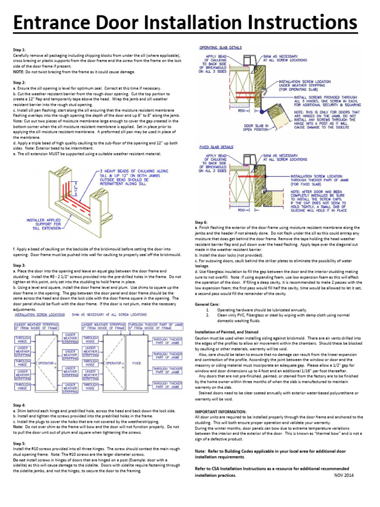 Entrance Door Installation Guide | PDF | Door | Materials