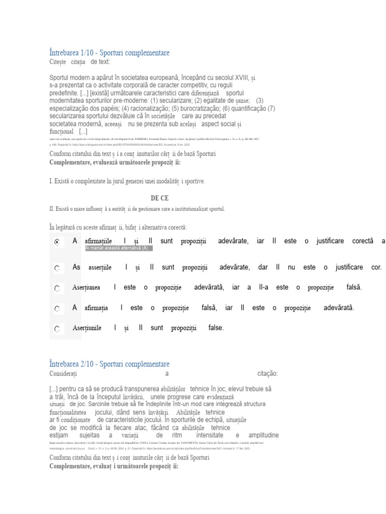 Apol 01 Sporturi Complementare | PDF