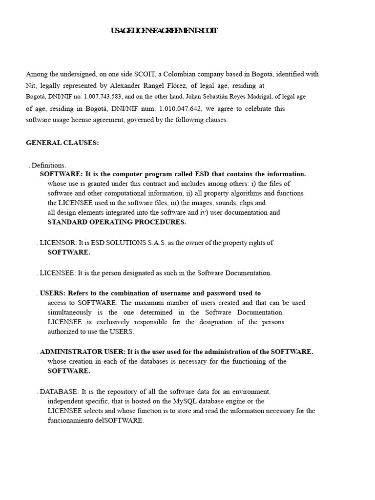 Software Usage License Agreement - SCOIT | PDF | License | Software
