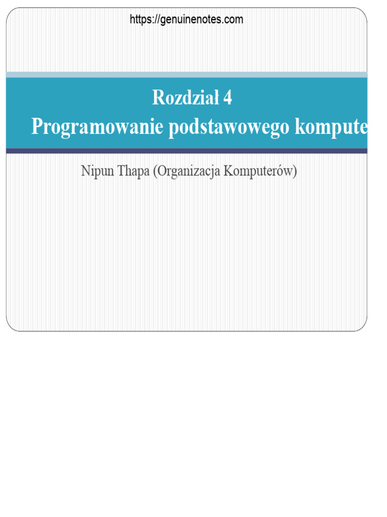 Jednostka 4 Programowanie Podstawowego Komputera PDF | PDF