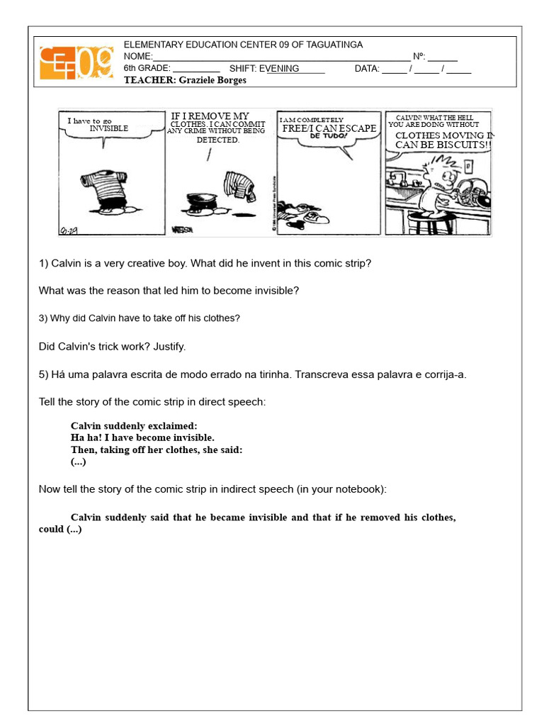 Direct and Indirect Speech Exercises | PDF | Grammar | Syntax
