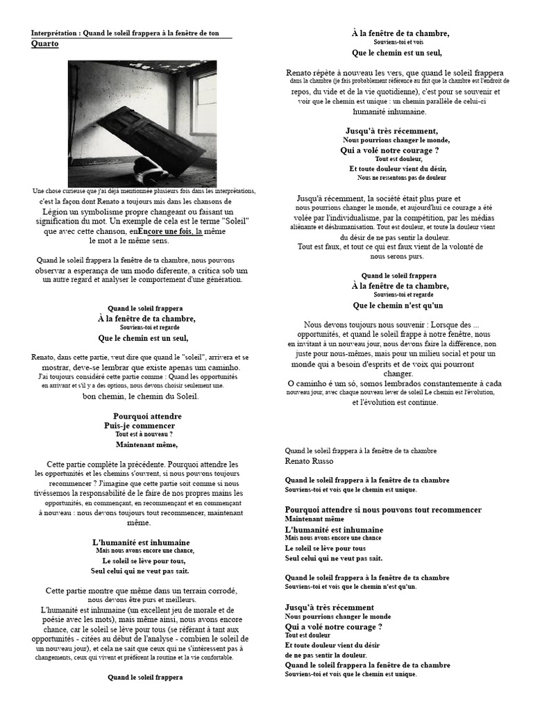 Quand le soleil éclaire notre chemin | PDF