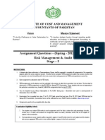 ICMAP ASSIGNMENT QUESTIONS ON RISK MANAGEMENT AND AUDIT