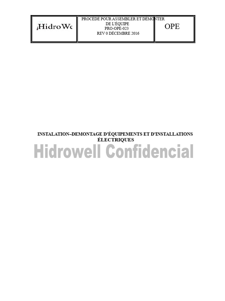 Procédure d'Installation Électrique Sécurisée | PDF | Sécurité ...