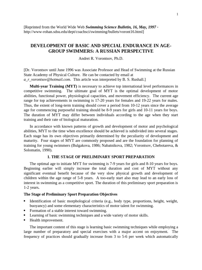 Endurance Training for Young Swimmers | PDF | Strength Training ...