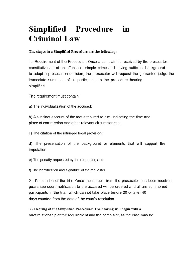 Overview of Simplified Criminal Procedure | PDF | Prosecutor | Crimes