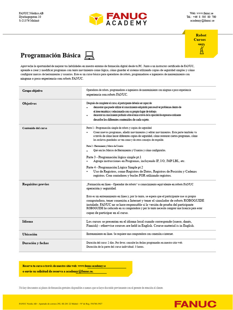 Curso Básico de Programación de Robots FANUC | PDF | Robot | Robótica