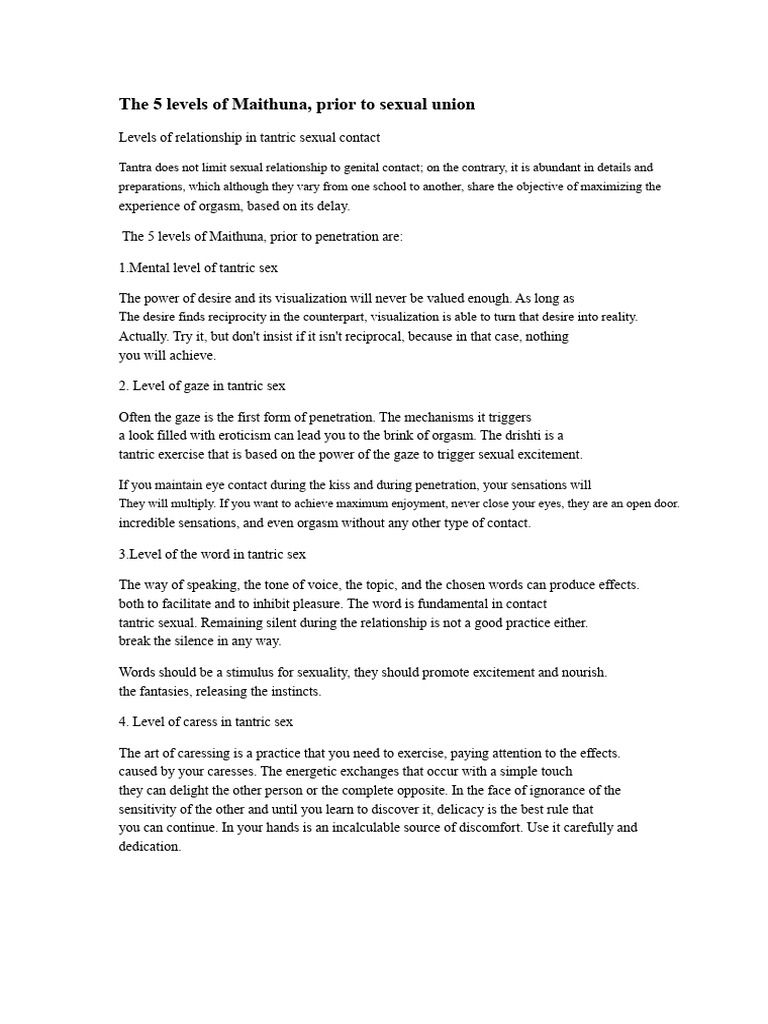 The 5 Levels of Maithuna | PDF | Orgasm | Tantra