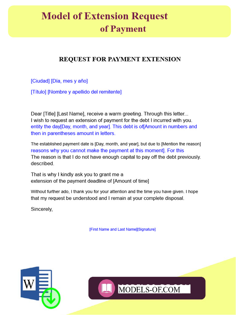 Payment Extension Request Template | PDF