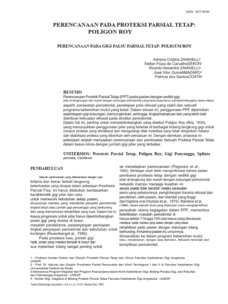 Perencanaan Protesa Parsial Tetap Roy | PDF