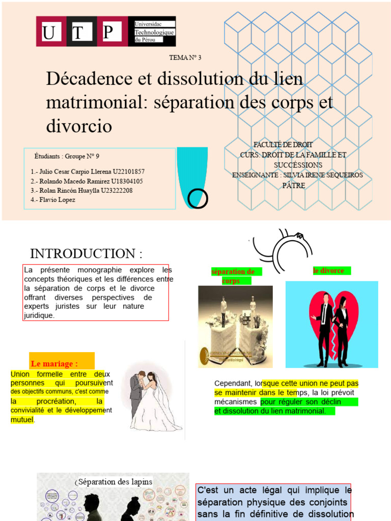 Séparation de corps vs Divorce au Pérou | PDF | Divorce | Mariage