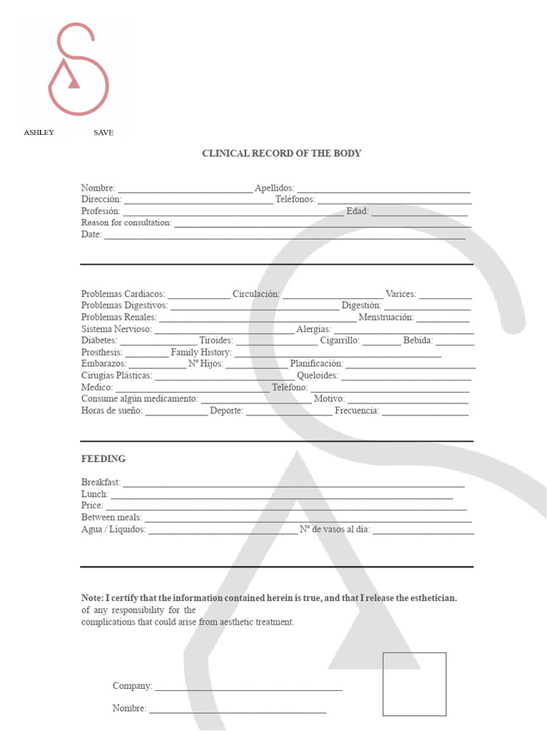 Comprehensive Body Clinical Record | PDF | Diseases And Disorders ...