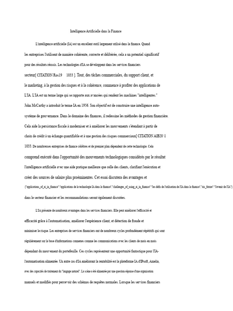 Applications de l'IA en Finance | PDF | Intelligence artificielle ...